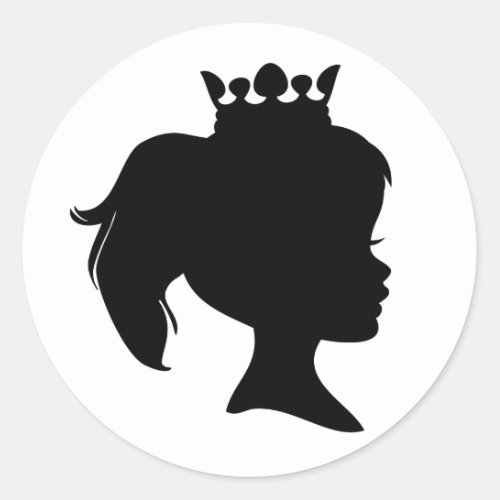 Black Silhouette Princess T_shirts and Gifts Classic Round Sticker