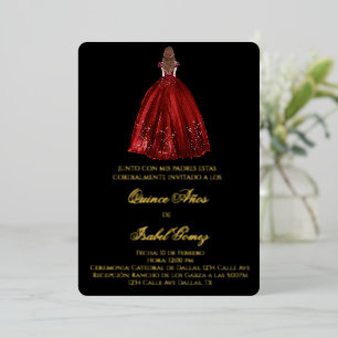 Black silhouette quinceañera invitation foil invitation