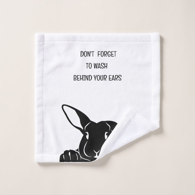 BLACK SILHOUETTE RABBIT WASH CLOTH (Wash Cloth)