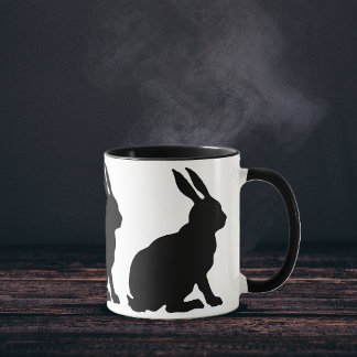 Black Silhouette Rabbits Mug