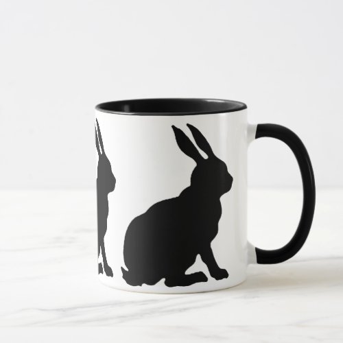 Black Silhouette Rabbits Mug
