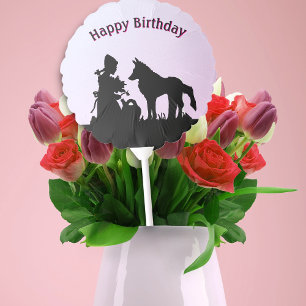 Black Silhouette Red Riding Hood Wolf Pale Pink Balloon