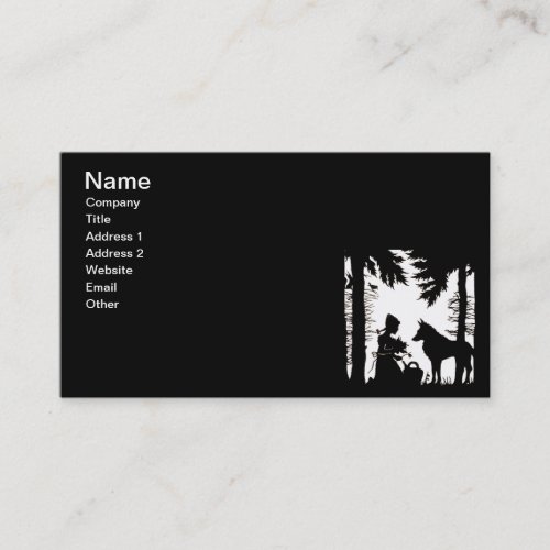 Black Silhouette Red Riding Hood Wolf Woods Business Card