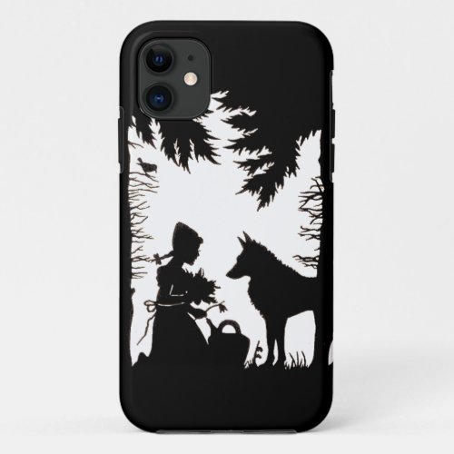 Black Silhouette Red Riding Hood Wolf Woods iPhone 11 Case