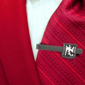 Black Silhouette Red Riding Hood Wolf Woods Gunmetal Finish Tie Clip