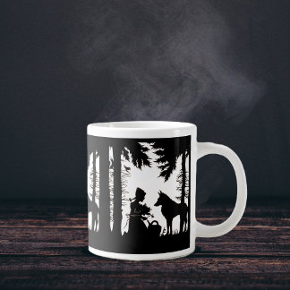 Black Silhouette Red Riding Hood Wolf Woods Large Coffee Mug