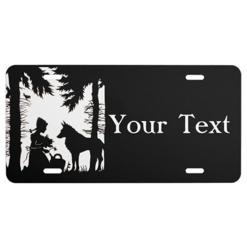 Black Silhouette Red Riding Hood Wolf Woods License Plate