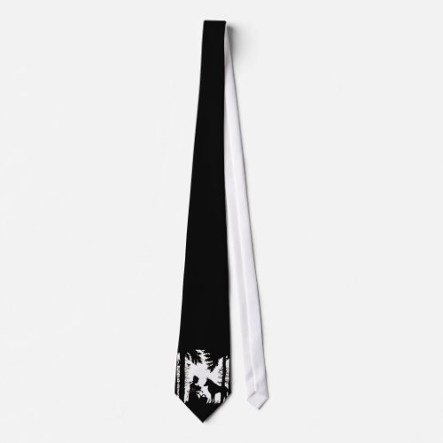 Black Silhouette Red Riding Hood Wolf Woods Neck Tie