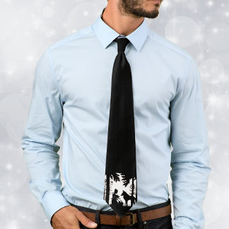 Black Silhouette Red Riding Hood Wolf Woods Neck Tie
