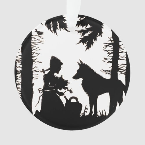 Black Silhouette Red Riding Hood Wolf Woods Ornament