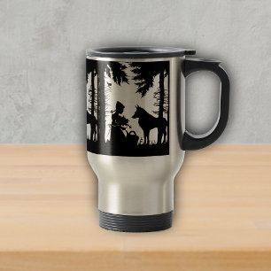 Black Silhouette Red Riding Hood Wolf Woods Travel Mug