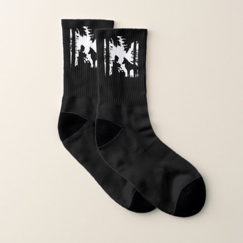 Black Silhouette Riding Hood Under Trees With Wolf Socks