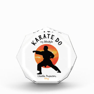 Black Silhouette & Rising Sun Martial Arts Karate Acrylic Award