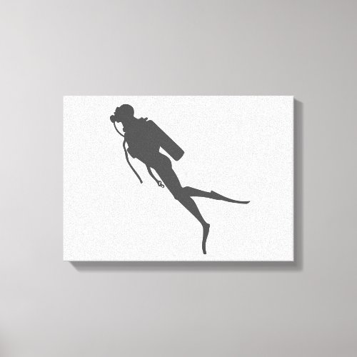 Black silhouette scuba divers canvas print