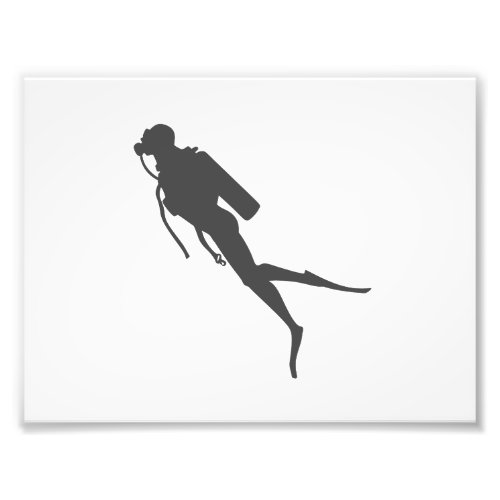 Black silhouette scuba divers photo print