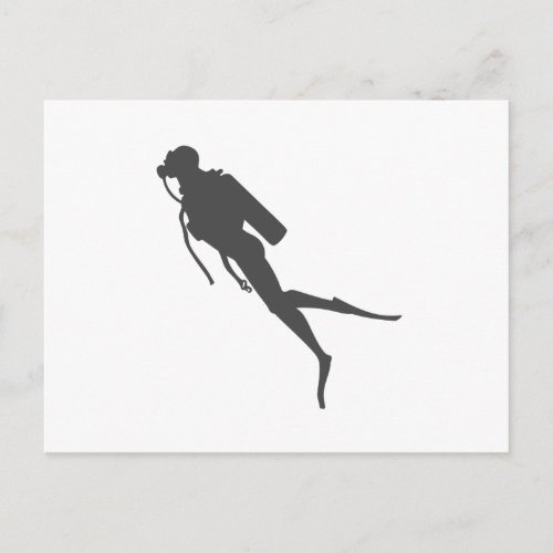 Black silhouette scuba divers postcard