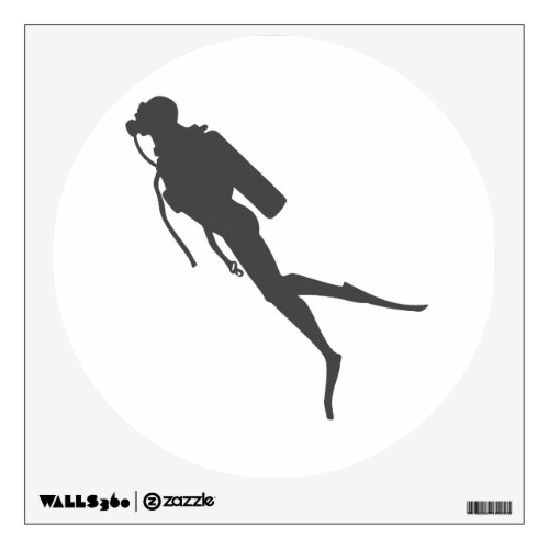 Black silhouette scuba divers wall decal