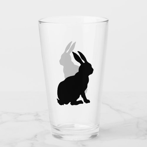 Black Silhouette Sitting Bunny Rabbit Side Profile Glass