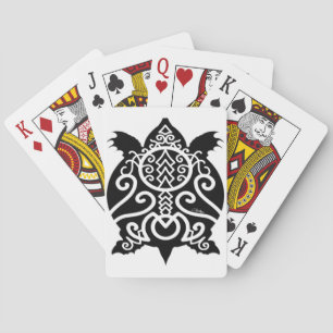Black Silhouette Snapper Turtle Poker Cards