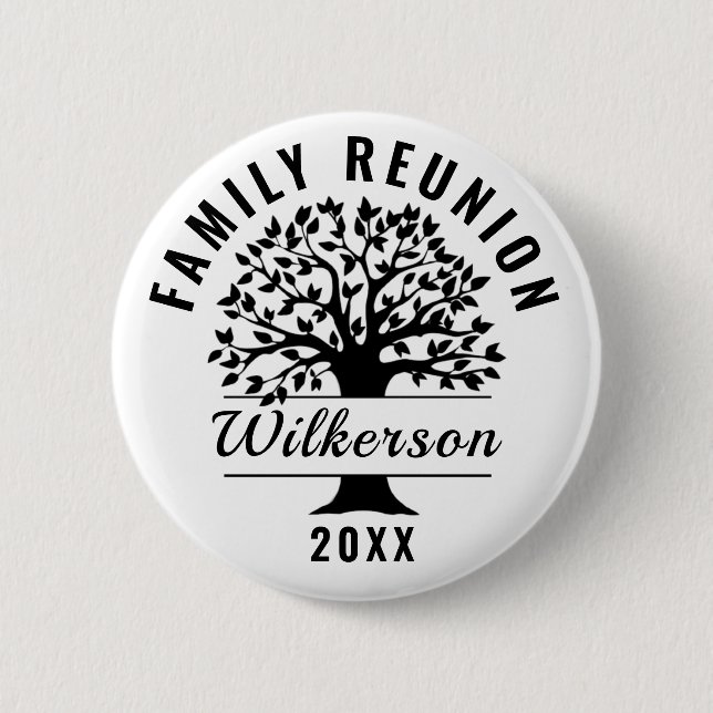 Black Silhouette Tree Family Reunion Souvenir Gift Button (Front)