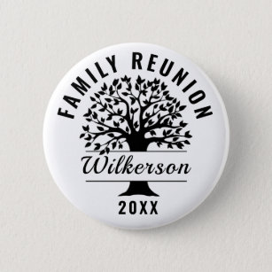 Black Silhouette Tree Family Reunion Souvenir Gift Button
