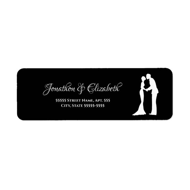 Black Silhouette Wedding Address Label (Front)