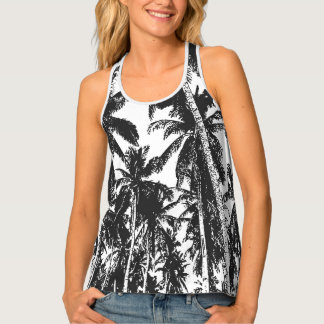 Black Silhouetted Palm Trees Design Tank Top
