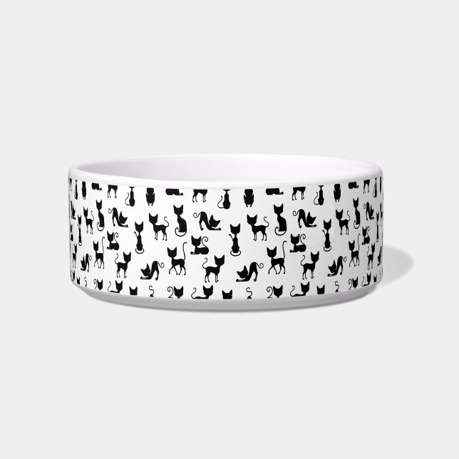 Black Silhouettes Cat Bowl (Front)