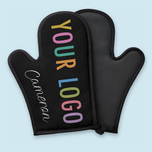 Black Silicone Oven Mitt with Custom Logo & Name (MISOOK Black Oven Mitt with Logo and Name)