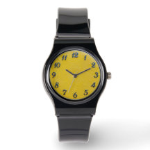 Black Silicone Watch + Strap + Lemon Dial