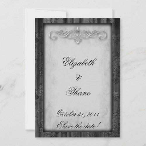 Black Silk and Parchment Goth Wedding Custom Invitation