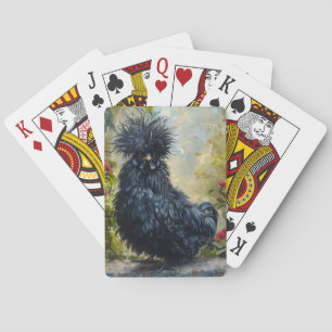 Black Silkie Chicken Painting Poker Cards