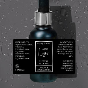 Black Silver 1 OZ 30ml Bottle Skincare Waterproof Labels