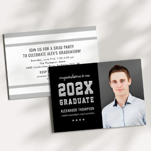 Black Silver 2026 Graduate Photo Graduation Party Invitation