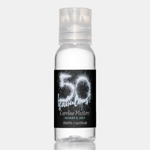 Black Silver 50  still Fabulous 50th Birthday Hand Sanitizer