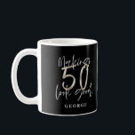 Black silver 50th birthday modern elegant coffee mug<br><div class="desc">Black silver 50th birthday modern elegant typography birthday gift or party favor</div>