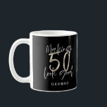 Black silver 50th birthday modern elegant coffee mug<br><div class="desc">Black silver 50th birthday modern elegant typography birthday gift or party favor</div>