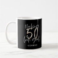 Black silver 50th birthday modern elegant