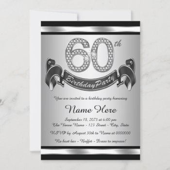 Black Silver 50th Birthday Party Invitation by InvitationCentral at Zazzle