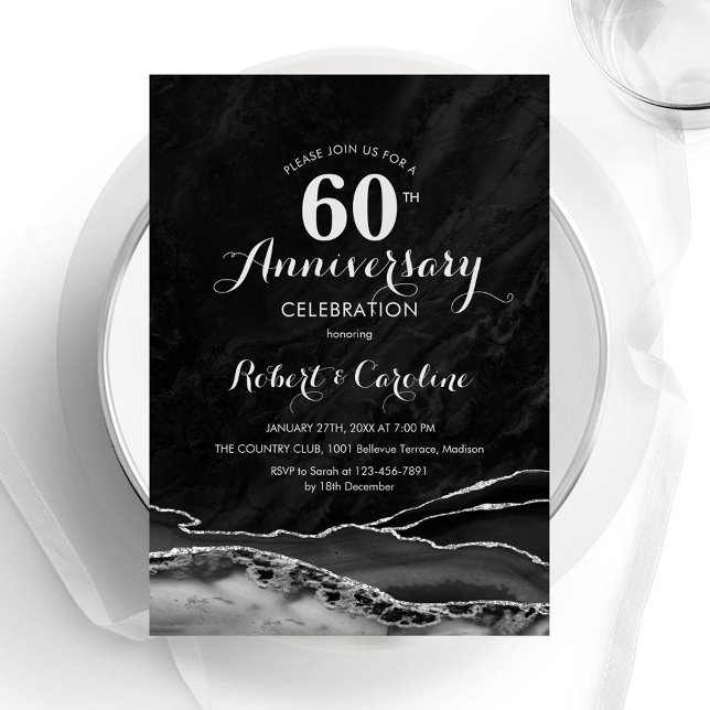 Black Silver 60th Anniversary Invitation (Creator Uploaded)