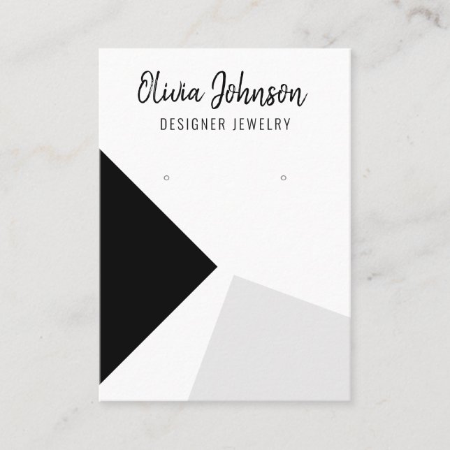Black Silver Abstract Jewelry Earring Display  Business Card (Front)