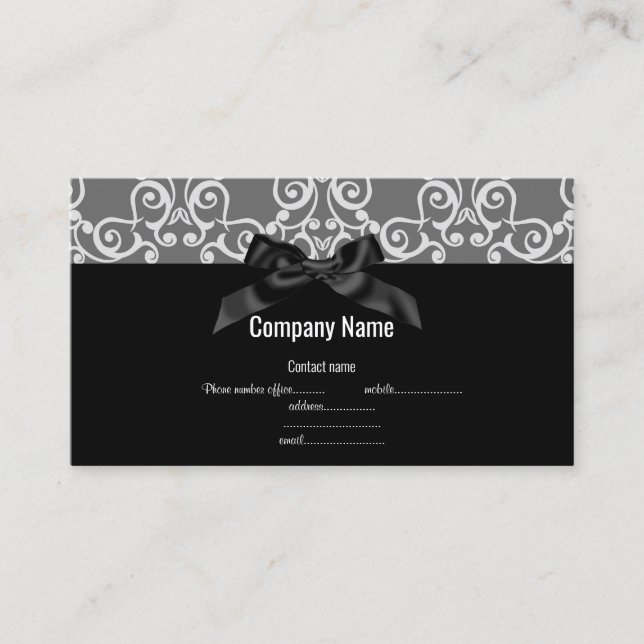 BLACK SILVER ABSTRACT PATTERN BUSINESS CARD (Front)