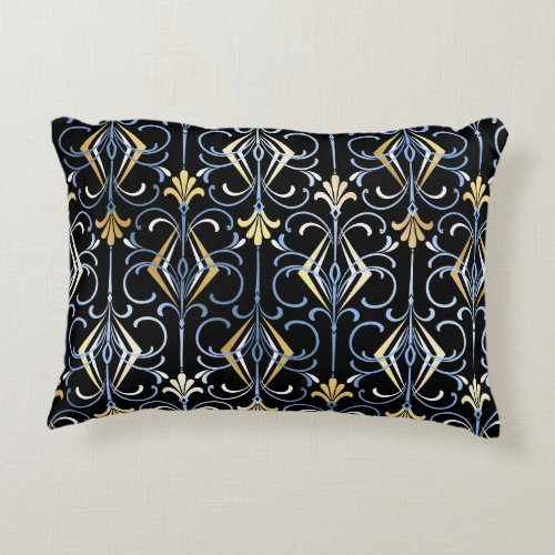 Black Silver and Gold Art Deco Design Decorative Pillow