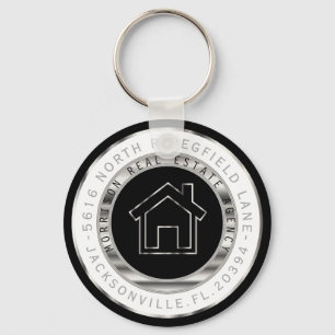 Black, Silver and White Home - Realtor Keychain
