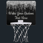 Black Silver Anniversary Party Birthday Glitter  Mini Basketball Hoop<br><div class="desc">custom birthday party mini hoop,  dorm room decor reception drip,  personalized black and silver mini-hoop,  sparkly glitter office cubicle gift,  sparkle new colleague welcome present,  gift for daughter glitz glam,  Christmas valentine birthday for her,  mini hoop basketball goal decorations,  pretty shimmery apartment coworker home,  housewarming party fun girl friend</div>