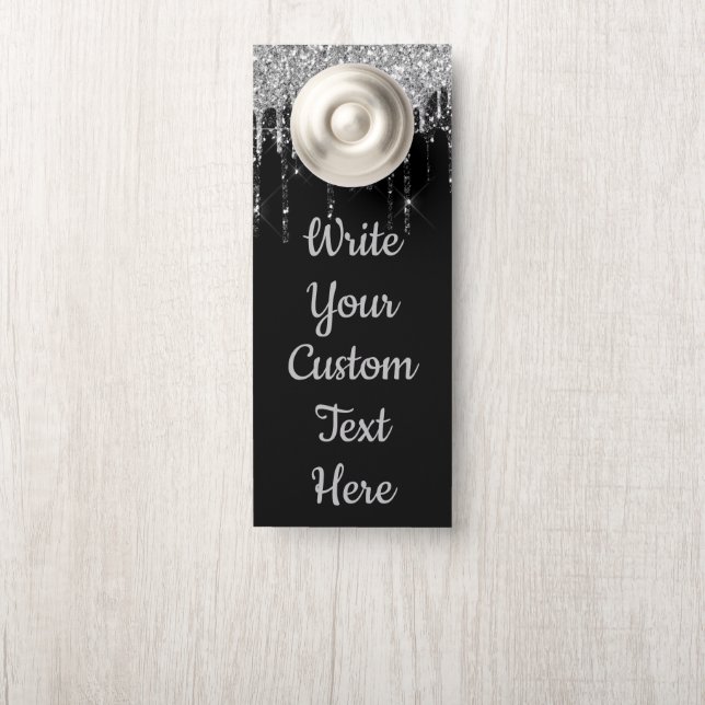 Black Silver Anniversary Party Birthday Wedding Door Hanger (On Knob)