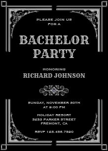 Bachelor Party Invitations Zazzle Black Silver Art Deco Bachelor Party Invitation
