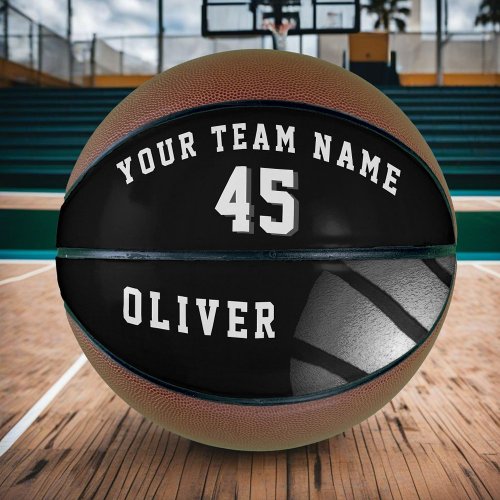 Black Silver Ball Player Team Name Number Basketball