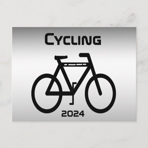 Black Silver Bicycle with 2024 Calendar on Back  Postcard