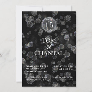 Black & Silver Bokeh Anniversary Party Invitation
